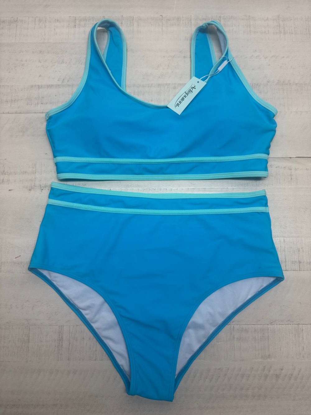 Adisputent High Waisted Bikini Set Sporty Crop Top Color Block swimsuit